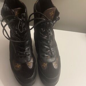 Black and Brown High-Top Sneakers